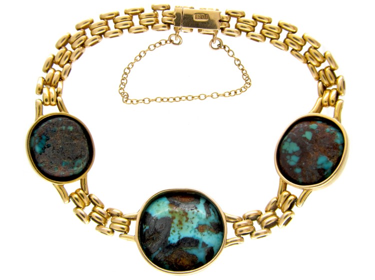 Art Nouveau Turquoise & Gold Bracelet