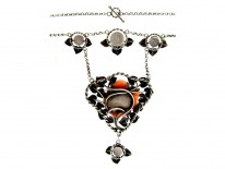 Arts & Crafts Silver & Coral Necklace