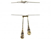 Diamond & Natural Pearl Double Drop Art Deco Pendant