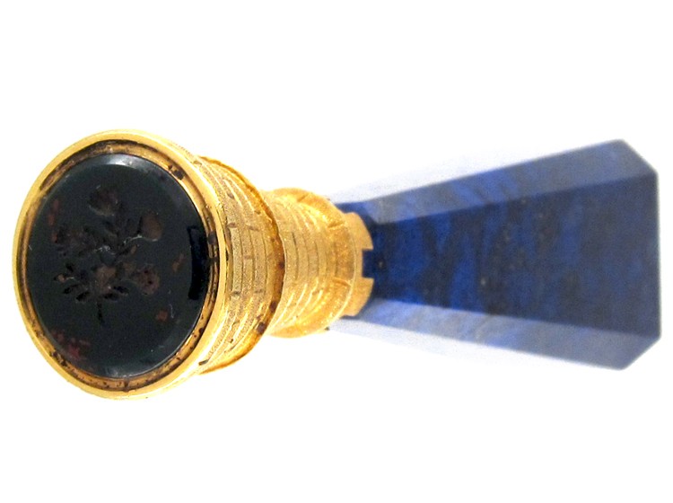 18ct Gold & Lapis Lazuli Castellated Seal