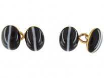 Victorian Banded Onyx 18ct Cufflinks
