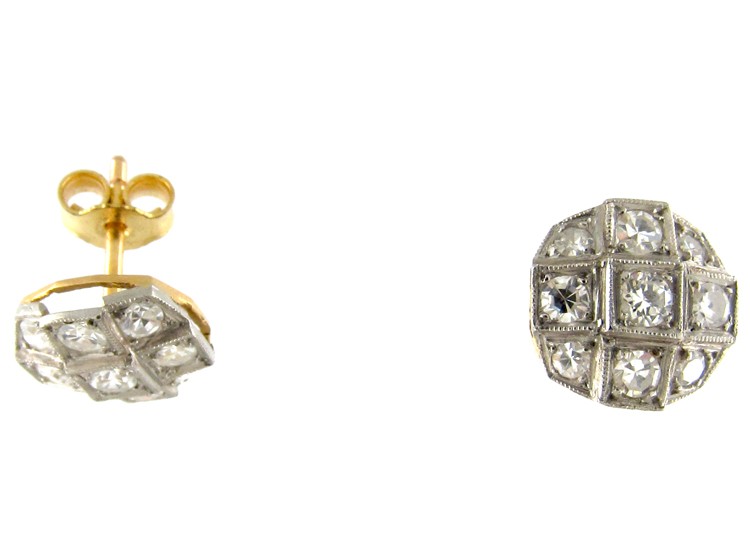 Diamond & Platinum Edwardian Round Earrings