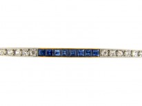 French Art Deco 18ct Gold & Platinum Long Brooch set with Sapphires & Diamonds