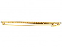 French Art Deco 18ct Gold & Platinum Long Brooch set with Sapphires & Diamonds