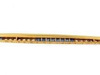 French Art Deco 18ct Gold & Platinum Long Brooch set with Sapphires & Diamonds