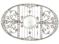 Moonstone & Diamond Edwardian Oval Brooch