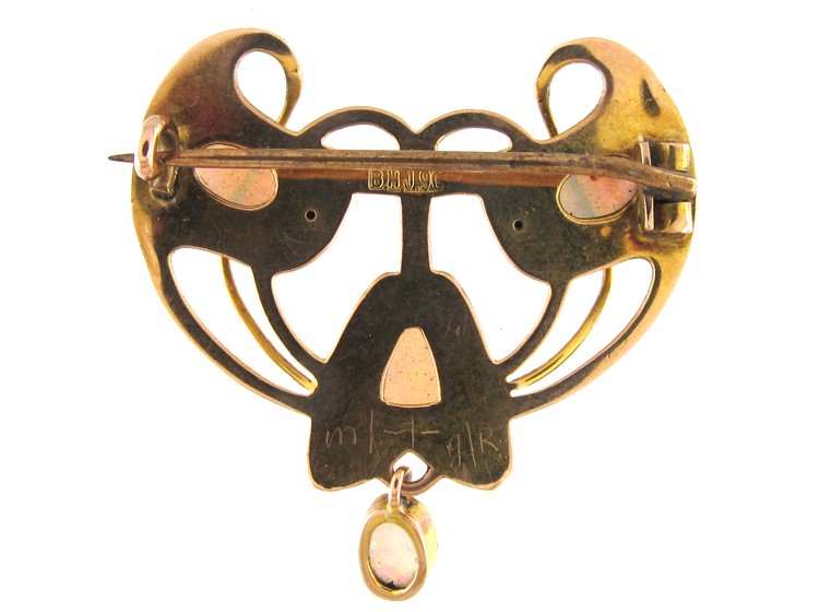 Opal 9ct Art Nouveau Brooch