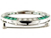 Emerald & Diamond Art Deco Circular Brooch