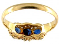 Triple Cluster Sapphire & Diamond Edwardian Ring