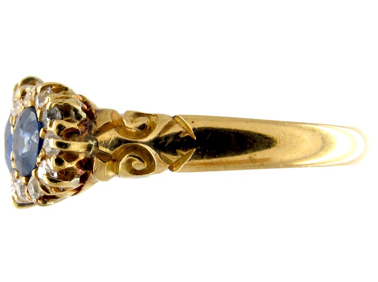 Triple Cluster Sapphire & Diamond Edwardian Ring