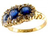Triple Cluster Sapphire & Diamond Edwardian Ring