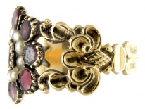 Georgian Flat Cut Garnet & Pearl Ring