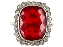 Fire Opal & Diamond Edwardian Ring