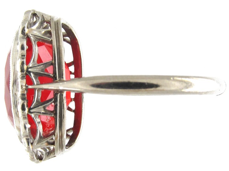 Fire Opal & Diamond Edwardian Ring