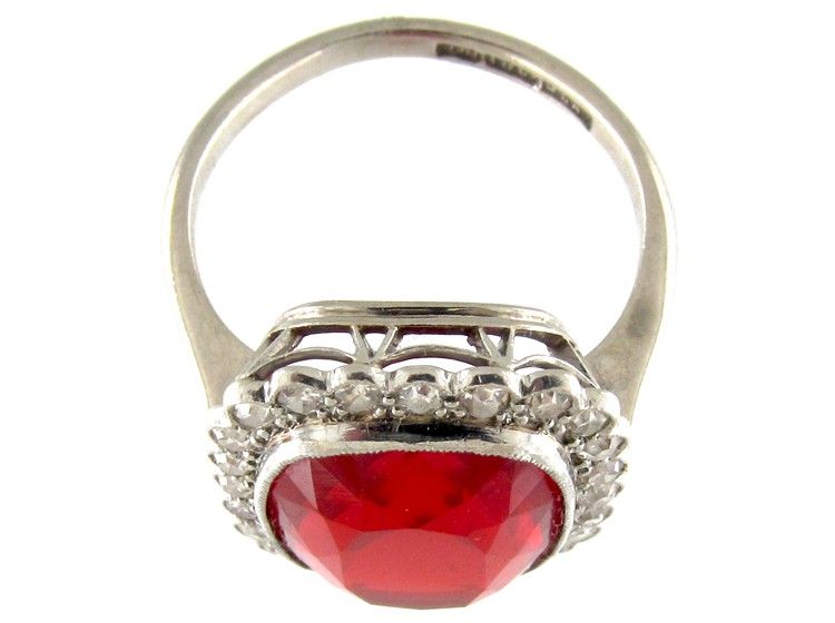 Fire Opal & Diamond Edwardian Ring