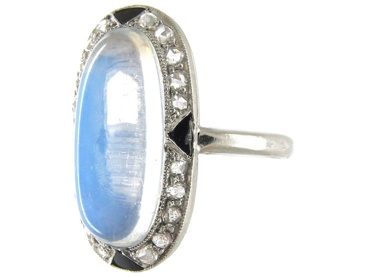 Cartier Moonstone & Diamond Deco Ring