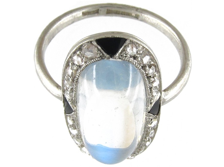 Cartier Moonstone & Diamond Deco Ring