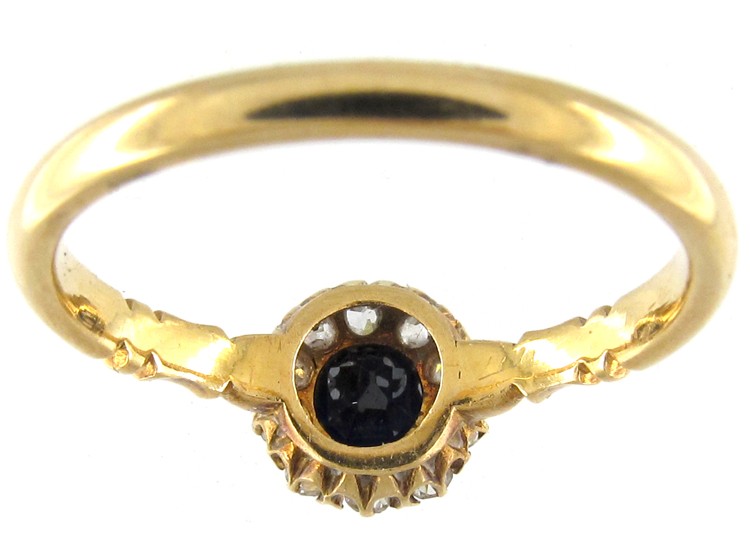 Small Sapphire & Diamond Edwardian Cluster Ring