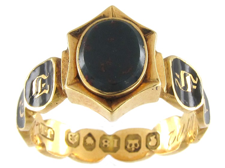 William IV Bloodstone & Enamel Memorial Ring