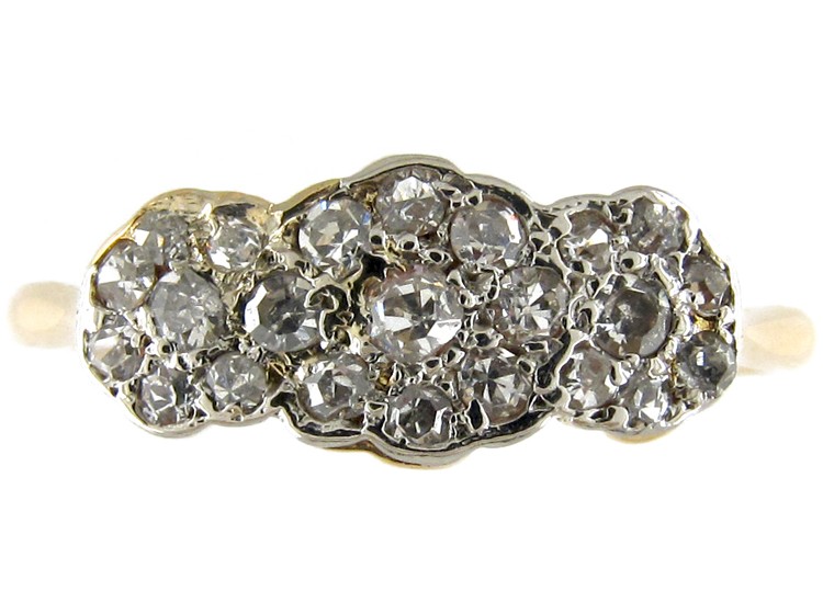 Edwardian Triple Diamond Cluster Ring