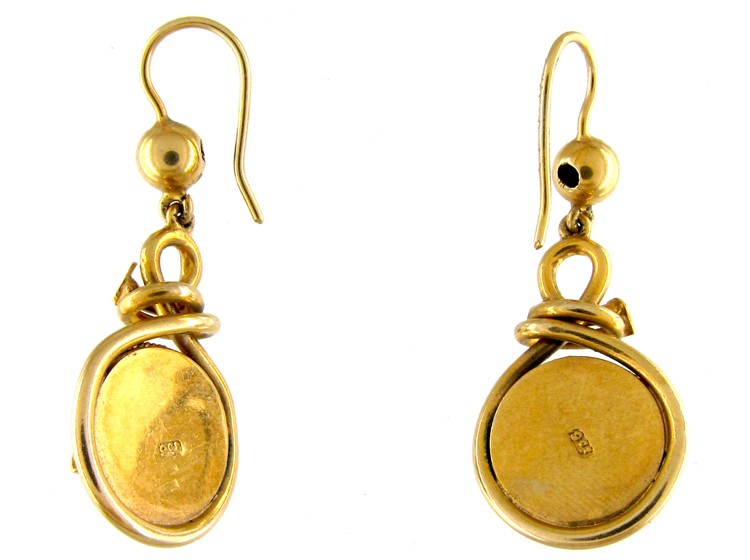 Victorian 9ct Gold & Turquoise Earrings