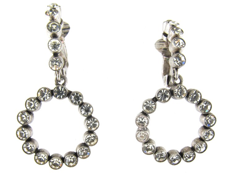 Paste & Silver Edwardian Hoop Earrings