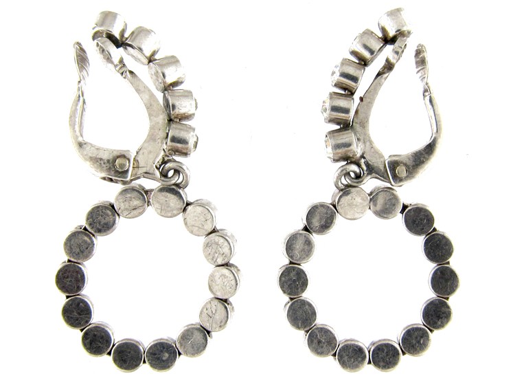 Paste & Silver Edwardian Hoop Earrings