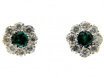 Emerald Diamond Cluster Earrings