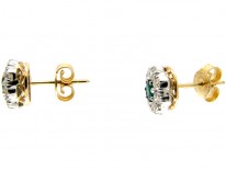 Emerald Diamond Cluster Earrings