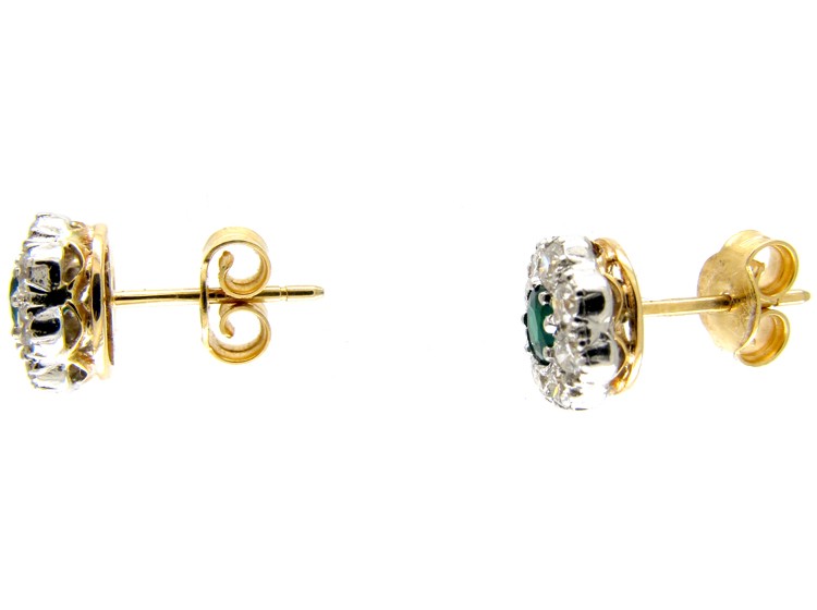 Emerald Diamond Cluster Earrings