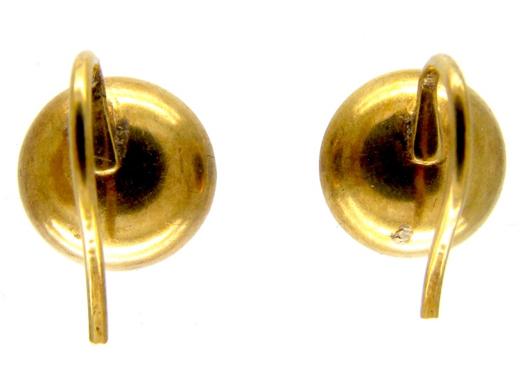 Victorian Concave Gold & Natural Pearl Earrings