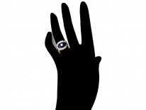 Georgian Oval Diamond, Natural Split Pearls & Royal Blue Enamel Ring