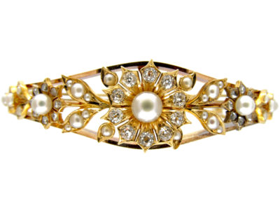 Diamond & Natural Split Pearls Bangle
