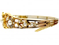 Diamond & Natural Split Pearls Bangle