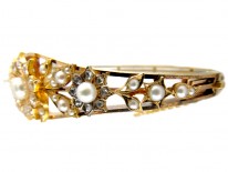 Diamond & Natural Split Pearls Bangle