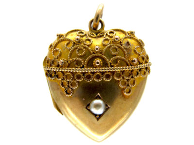 9ct Gold Etruscan Work Heart Locket