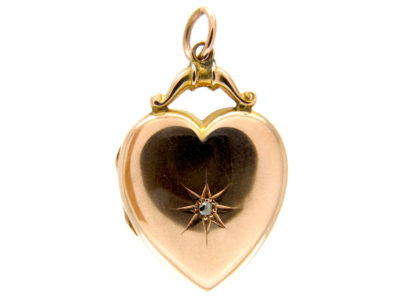 Gold Heart Locket set with a Diamond
