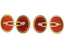 Victorian Banded Agate Gold Cufflinks