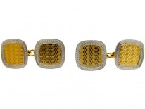 18ct Gold & Platinum Engine Turned Cufflinks