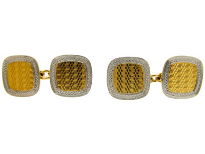 18ct Gold & Platinum Engine Turned Cufflinks