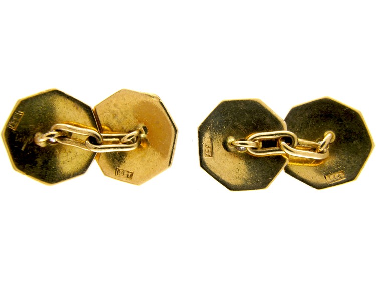 Black & White Enamel Art Deco 18ct Gold Cufflinks