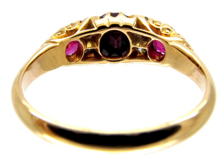 Burma Ruby & Diamond Half Hoop Victorian Ring
