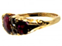 Burma Ruby & Diamond Half Hoop Victorian Ring