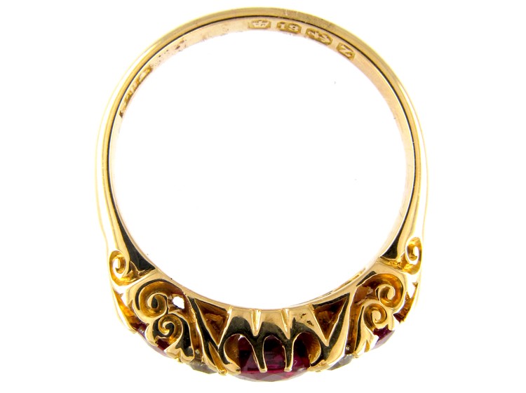 Burma Ruby & Diamond Half Hoop Victorian Ring