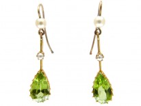 Peridot & Natural Pearl Drop Earrings