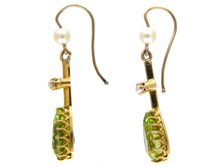 Peridot & Natural Pearl Drop Earrings