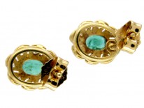 Oval Emerald & Diamond Cluster Earrings