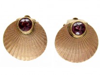 Scallop Shell Gold & Garnet Earrings