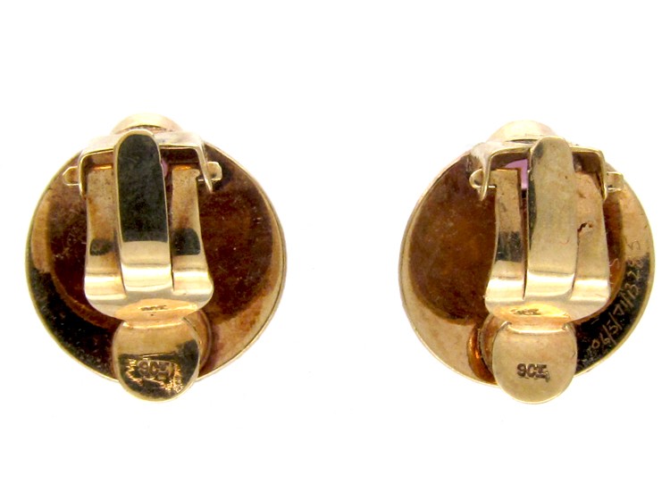 Scallop Shell Gold & Garnet Earrings