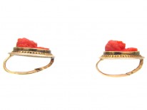 Coral Carved Cameo Regency Earrings
